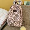 Schulrucksack für Studenten Damen Retro Karomuster Große Kapazität Reiserucksack