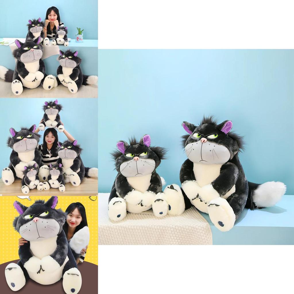 Cute Grey Short Plush Lucife Cat Doll Stuffed Animal Toy For Teenagers 30/45/60/80cm