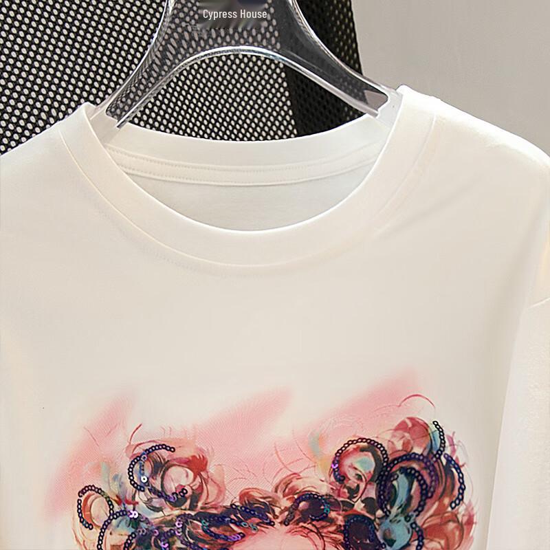 Women's Sequin Print Loose Fit T-Shirt