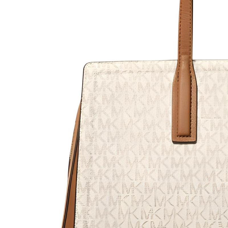 Michael Kors Laila Logo Snap Closure Faux Leather Tote Bag Women Tote Bags Vanilla-White 30S5G9IT2B-VANILLA/ACRN