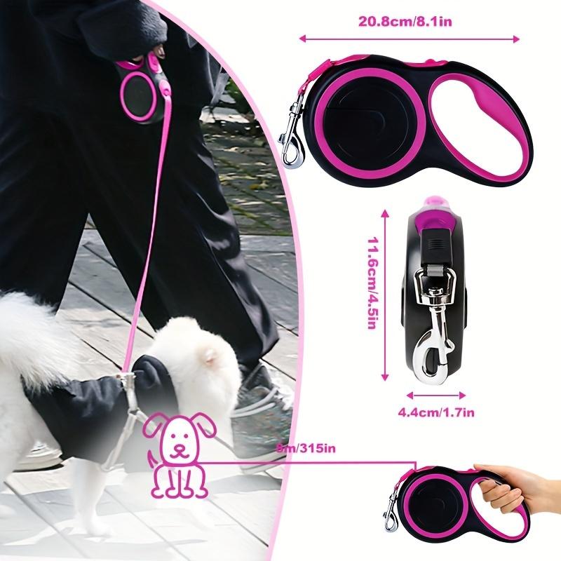 

8M Automatic Retractable Dog Leash Anti-Slip One-Hand Brake Pet Walking Lead for Medium Large Dogs Outdoor Training L рожевий червоний колір