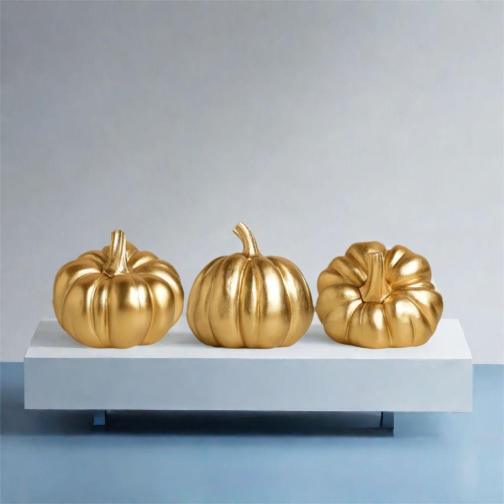 Retro Pumpkin Statue Resin Miniature Figurine Sculpture Micro Landscape Pumpkin Ornament  Autumn
