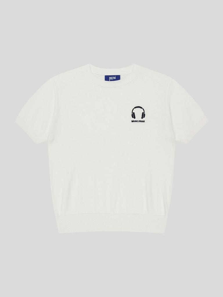 Myujigpeulikeu (W) Haedphone Logo Stitch Round Knits - Ivory