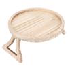 Clip On Tray Natural Bamboo 9.8in Round Home Couch Sofa Armrest Clip Tray Table for Snack Coffee