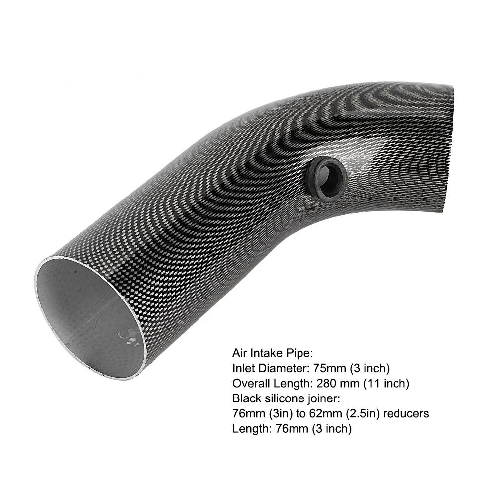 Universal Car 75mm Inlet Carbon Fiber Look Steel Cold Air Intake Pipe Accessory