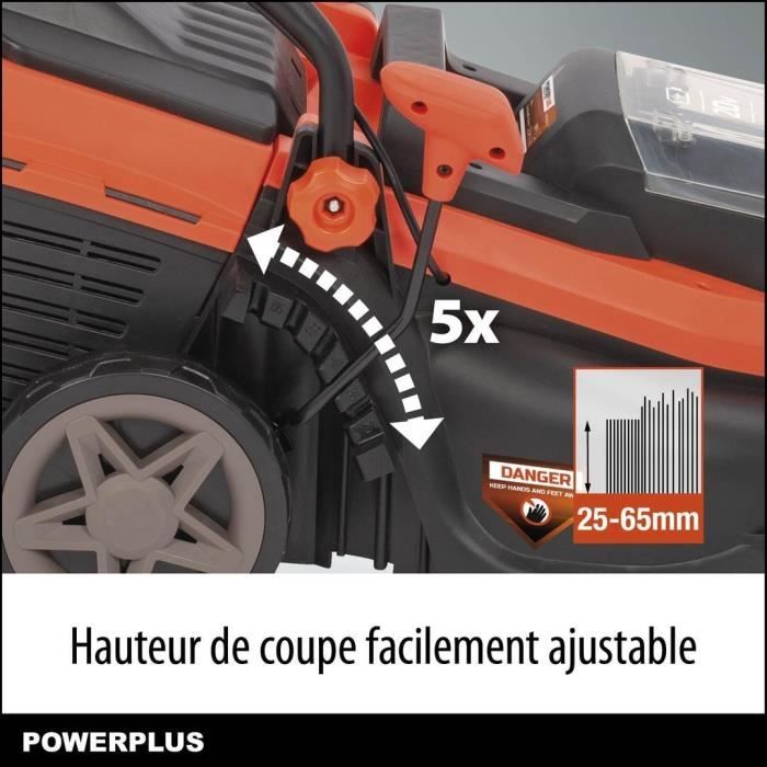 Tondeuse à batterie 20V 34 cm de coupe DUAL POWER POWDPGLWS1 - Batterie 4Ah et chargeur inclus - Moteur brushless