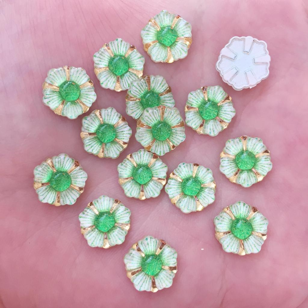 60pcs Shiny Resin 12mm Colorful Phnom Penh Flower Flatback Rhinestone Ornament DIY Wedding Appliques