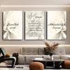 3-piece Set of Halal Language Frameless Canvas Decorative Paintings, White Flowers, Islamic Home Decor, Modern Minimalist Religi