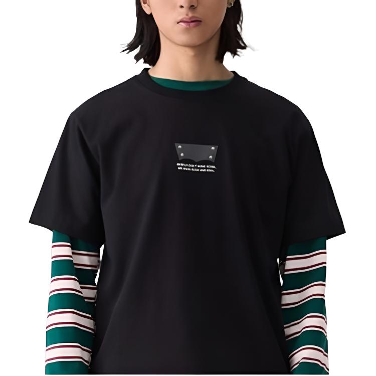 Camiseta de Manga Corta con Cuello Redondo y Canalé Suelta Casual Cómoda Levis para Hombre Negra 002X5-0000
