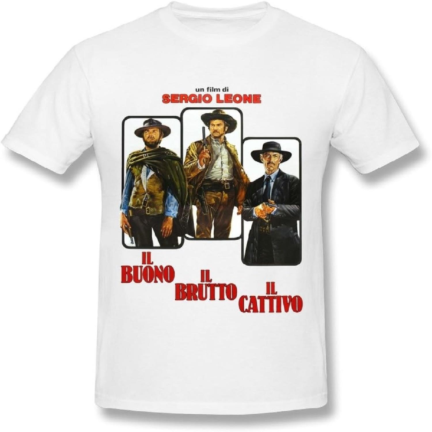 

CaiTian Men s The Good, The Bad And The Ugly Poster T-Shirt XXXXXL білий