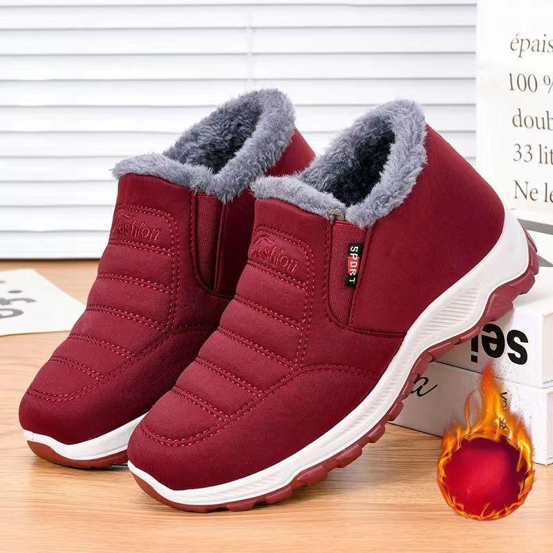 Winter Cloth Shoes Men's Cotton Shoes with Velvet Warmth for Middle Age/Elderly Dad Shoes Anti Slip  Wear Resistant Bull Tendon Bottom Cotton Boots
