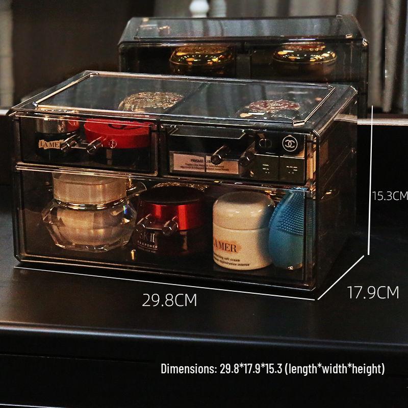 Organizator cosmetic transparent rezistent la praf cu capacitate mare pentru rujuri și produse de îngrijire a pielii