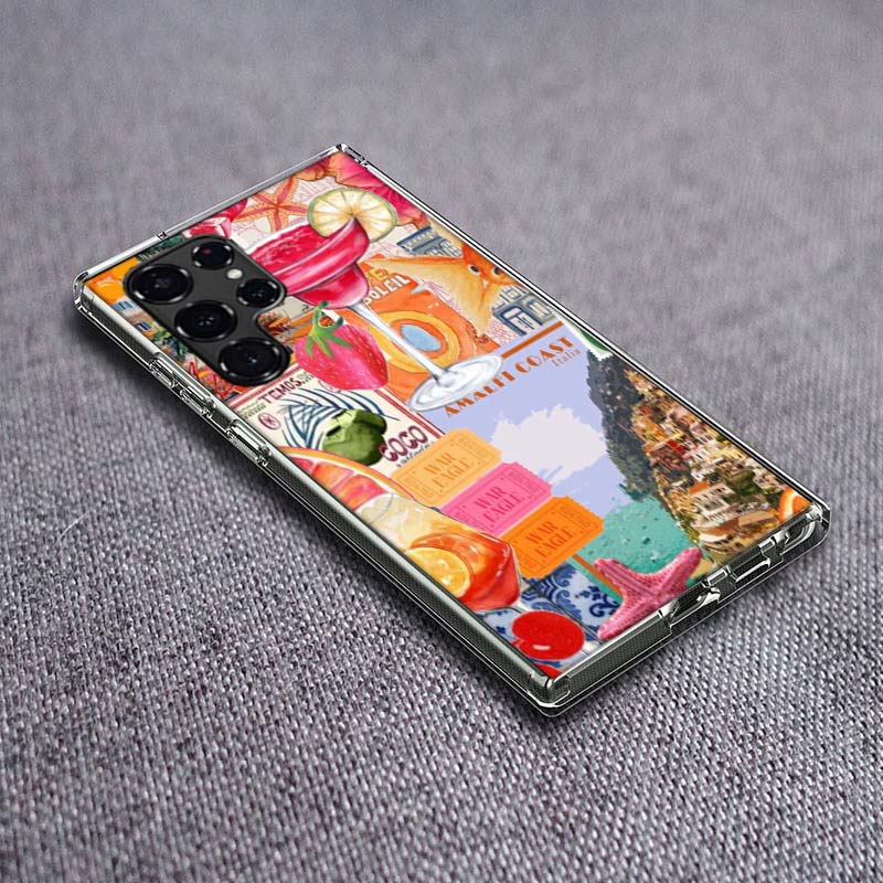 Meereslandschaft Wein Zitrone Handyhülle Für Samsung Galaxy S24 S23 S21 S20 FE S22 S26 Ultra S25 Edge S10 Plus Hülle Klar TPU Capa
