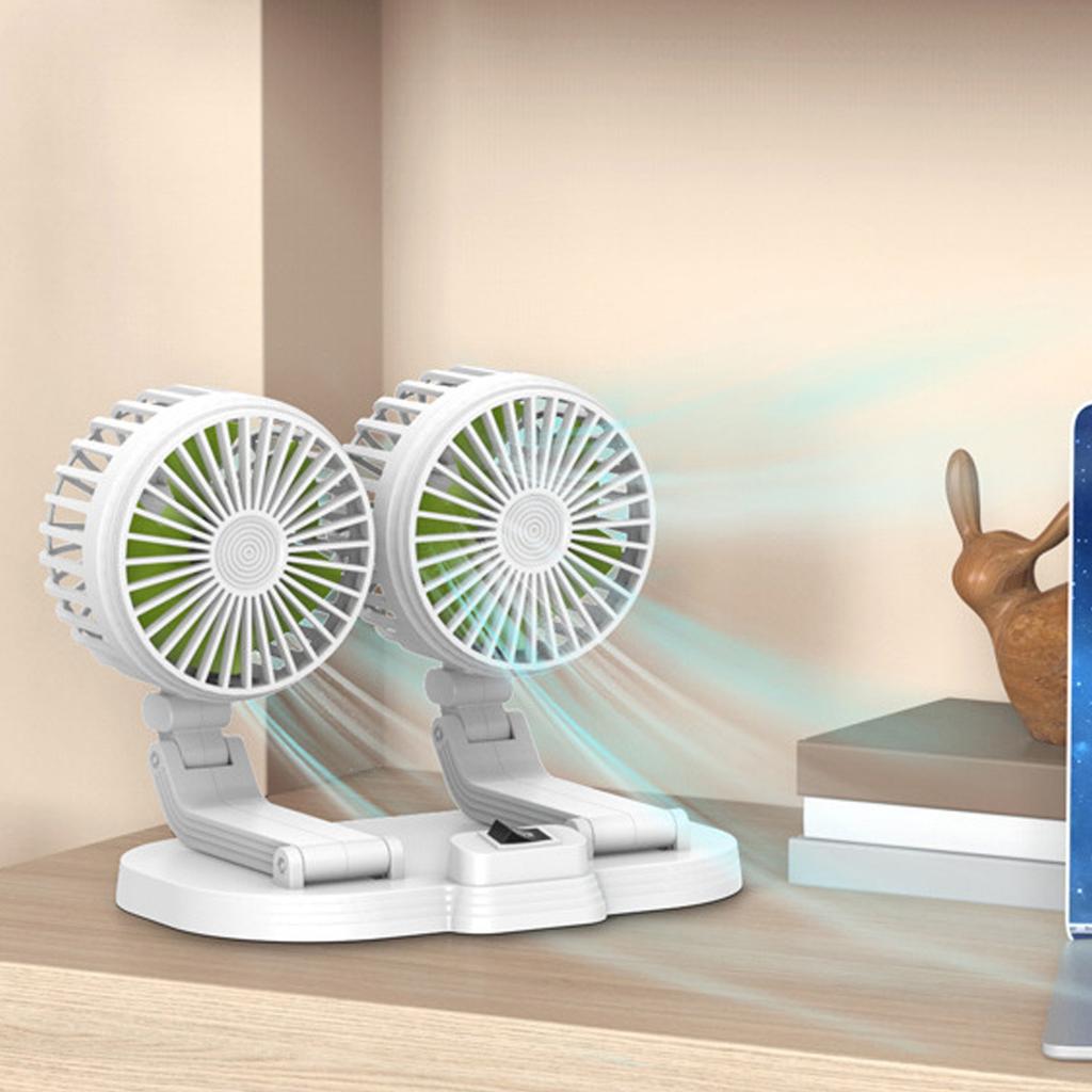Dual Heads USB Fan for Car Dashboard Multi Speeds Quiet Portable Vehicle Cooling Fan for RV Truck