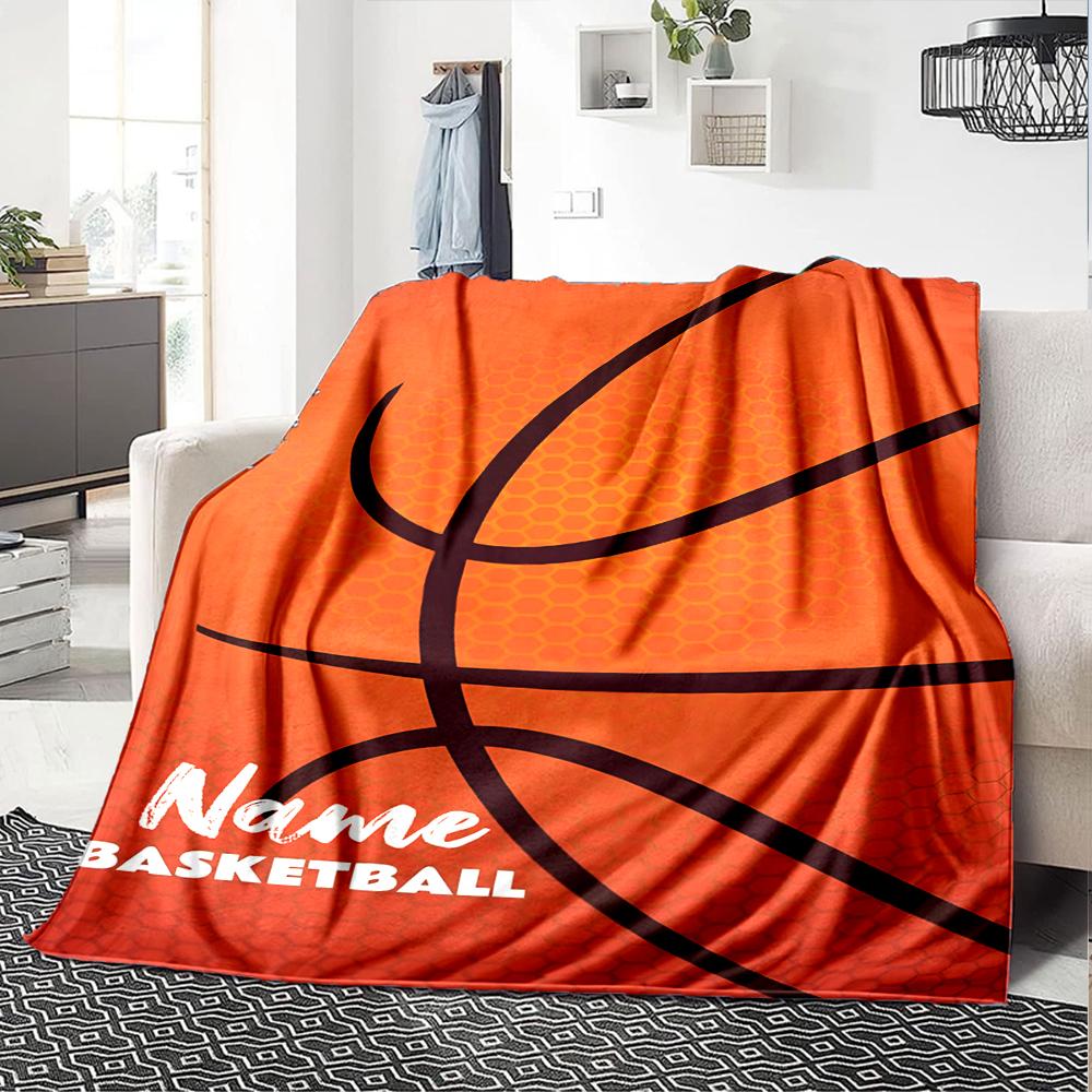 Custom Name Basketball Theme Printed Blanket - Perfect for Couch, Bed, Travel & Outdoor Use | Machine Washable, Cozy & Durable.