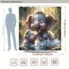1pc Baby Elephants Shower Curtain - Adorable Splash Design, 70.8x70.8", Polyester, 12 Hooks, Washable, Forest Stream Theme