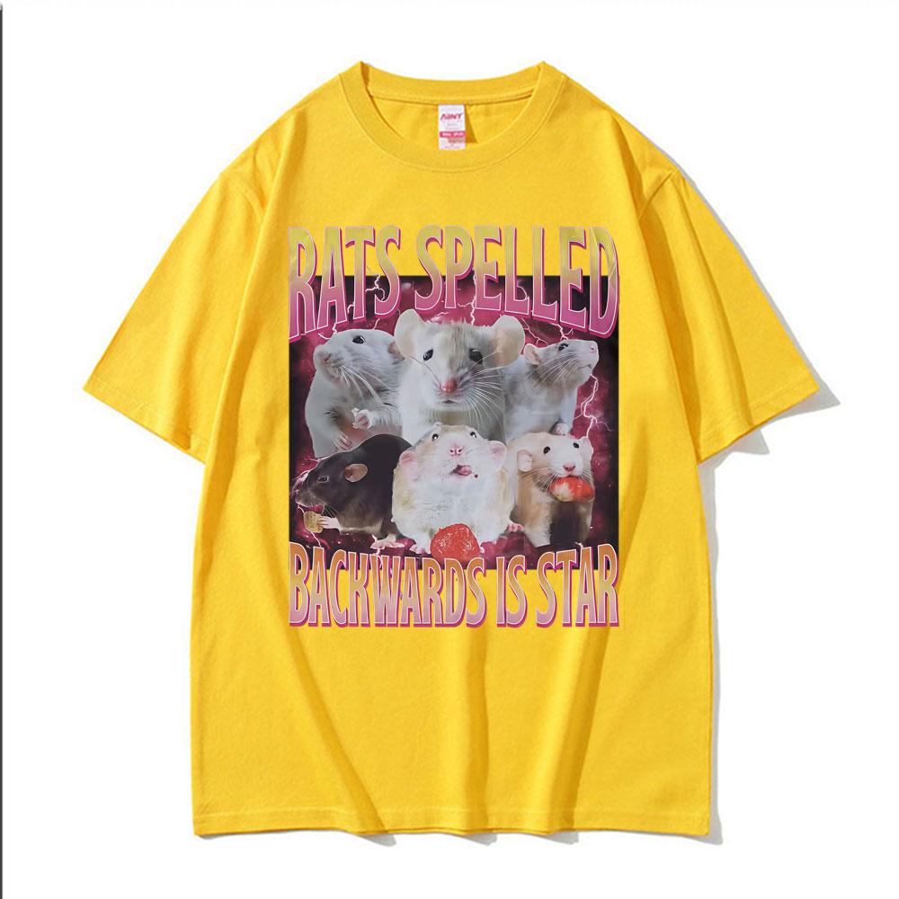 Funny Rats Spelled Backwards Is Star Printed Tshirts Fashion Short Sleeve Summer Men Women Casual Oversized Tshirt Streetwear