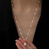 Stainless Steel Gold Color Pearl Pendant Necklace For Women Elegant Imitation Pearl Beaded OT Buckle Long Necklace Jewelry