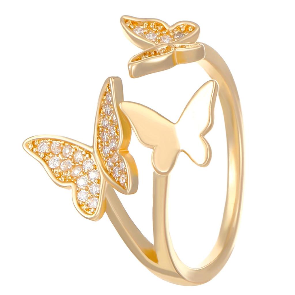 Europäischer & Amerikanischer Stil Kreative Kupfer Diamant Schmetterlingsringe für Damen - Zeigefinger Design