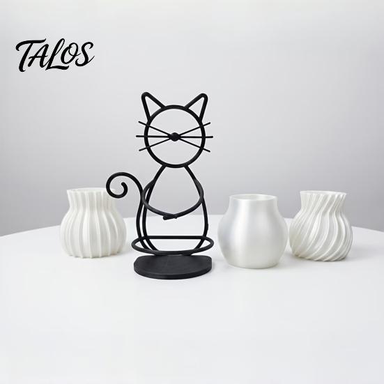 Cat Shaped Pen Holder Flower Pot Holder, Multifunctional Desktop Vase Organizer for Mini Small Plants, Minimalist Stand with Pots, Home Decor