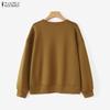 ZANZEA Women Casual Round Neck Long Sleeve Loose Splice Sweatshirts