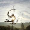 Fairy Dandelion Garden Stake Iron Art Fairy Dancing with Dandelion Sculpture Outdoor Decor Stake for Patio Lawn Yard