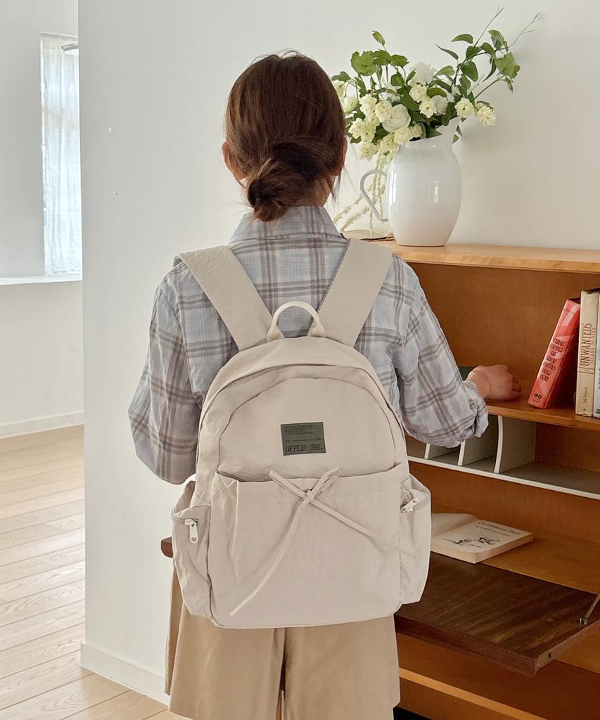 Offlin Ribbon String Backpack Ivory