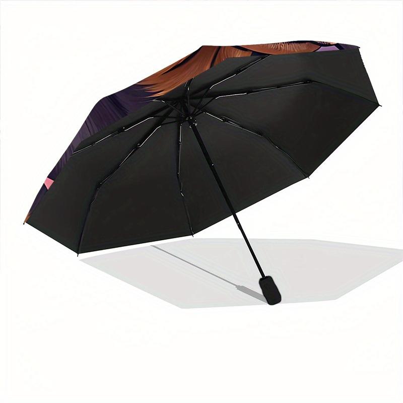 1pc Dachshund Flowers Auto Open/Close Umbrella - Compact Travel Umbrella, 8-Rib Heavy-Duty Construction, Ideal Gift, Outdoor Accessory, Styl