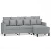 3 Seater Sofa with Footstool Light Grey 180 Cm Fabric