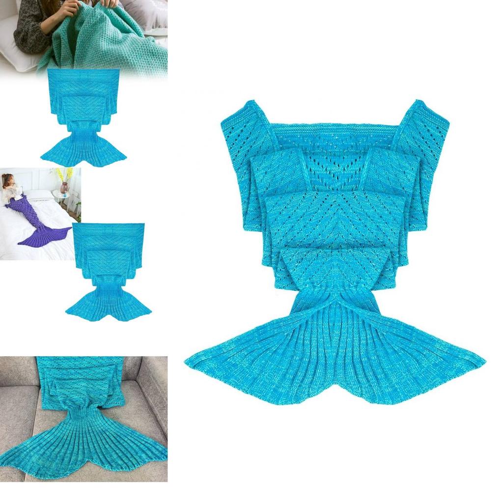 Kids Mermaid Tail Blanket With Pure Color Design And Acrylic Material For Cozy Comfort