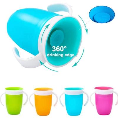360 Degrees Can Be Rotated Baby Learning Drinking Cup with Double Handle Silicone Drinking Cup Anti-Choking Drinking Cups