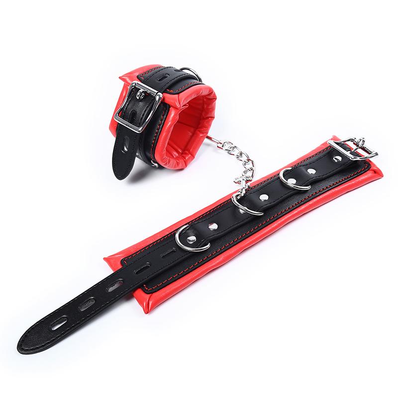 Fournitures pour adultes, jouets de bondage, mains liées, fournitures pour adultes lâches, menottes rouges groupées, jouets en cuir pour couple réglables