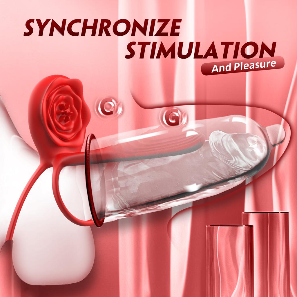 APP Controlled Vibrating Double Ring 9 Vibration Patterns Clitoral G-spot Stimulator Adult Toy for Couples