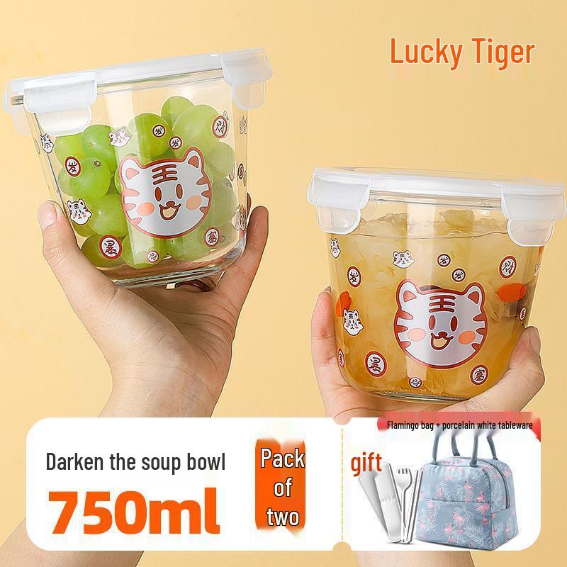 ZISIZ Portable Glass Soup Bowls with Insulated Lunch Bag (2-Pack)