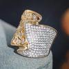 Huitan Asymmetric Women Ring Geometric Design Party Club Statement Full Shiny Cubic Zirconia Accessories Luxury Trendy Jewelry