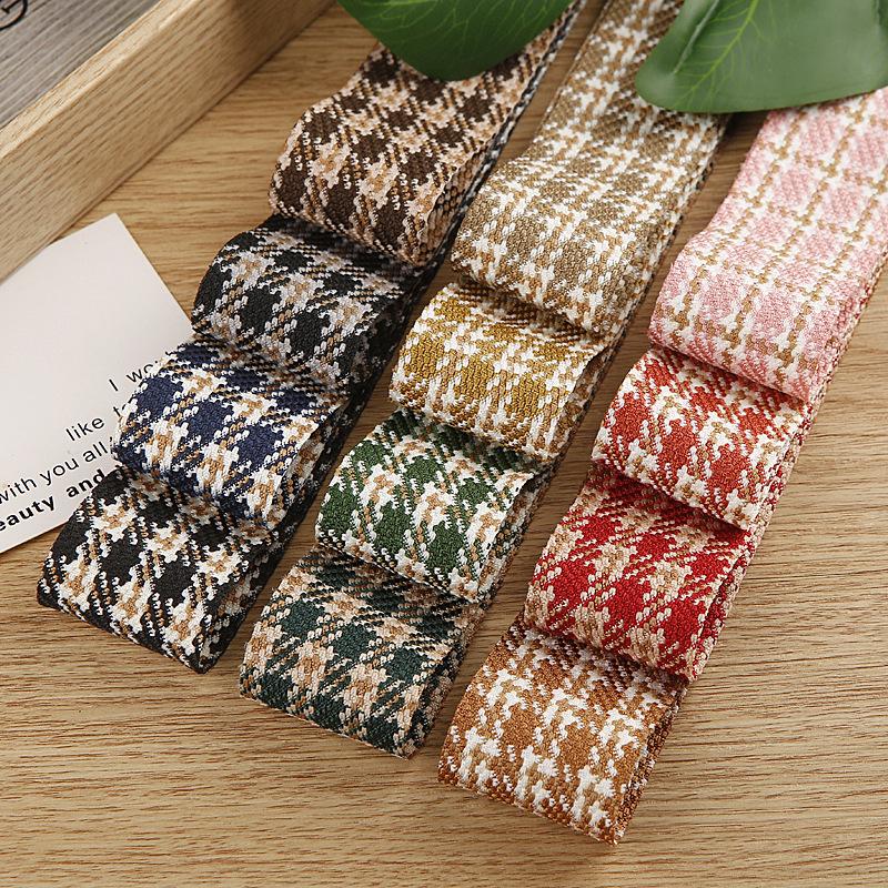 5 Yards Retro Classic Jacquard Ribbon Houndstooth Brocade Ribbon for Bows Bouquets Gift Wrapping Clothing Sewing DIY Accessories