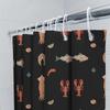 Aquatic Life Animal Print Shower Curtain Fish Lobster Design In Pastel Colors Black Fabric Waterproof Bath Decor For Home Decora