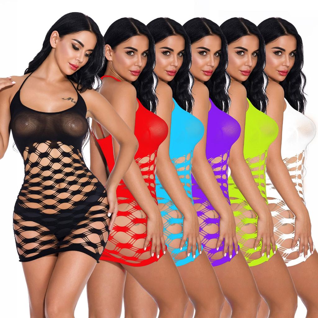 Women Fishnet Babydoll Transparent Lingerie Sexy Erotic Nightwear