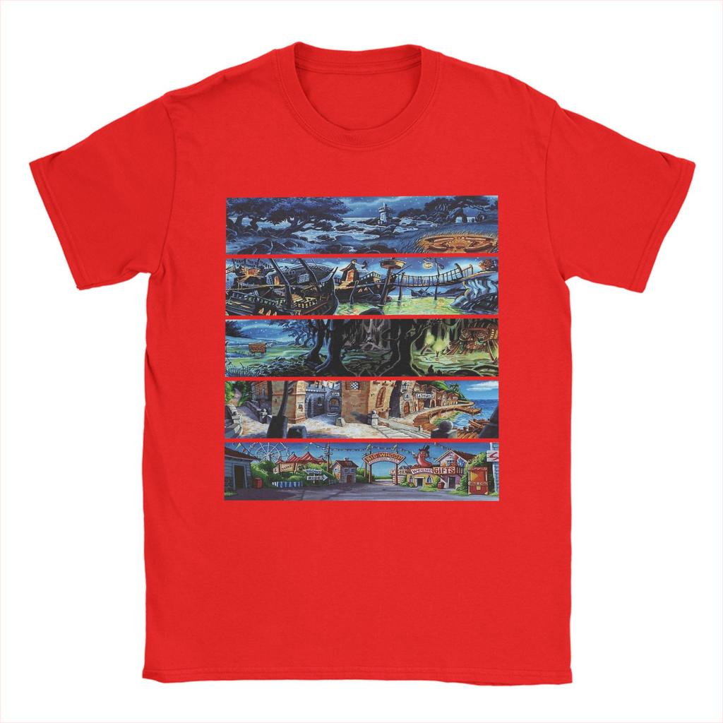 Monkey Island 2 Scenery Collage Fashion T Shirts for Men Women Pure Cotton Tee Shirt Clothing