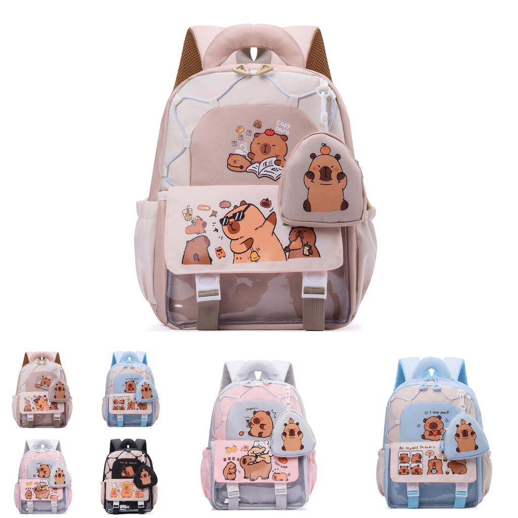 Childrens School Bag With Cartoon Capybara Pattern And Ergonomic Shoulder System For Kindergarten