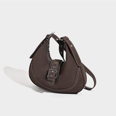 Autumn Niche Retro Matte Saddle Bag with A High-end Feel, Color-matching Single-shoulder Underarm Bag, Versatile Hand-held Crossbody Bag