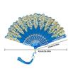 Folding retro pattern hand fan, single flower folding fan, Chinese dance fan, role-playing party decoration, women's handheld
