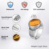 Tiger Eye Stone Round Top Finger Band for Men Boys Stainless Steel Signet Ring Chunky Male Punk Ring Jewelry