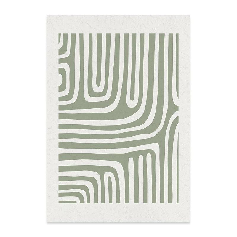 Abstract Line Landscape Leaves Green Posters Canvas Painting Wall Art Print Pictures for Bedroom Living Room Interior Home Decor