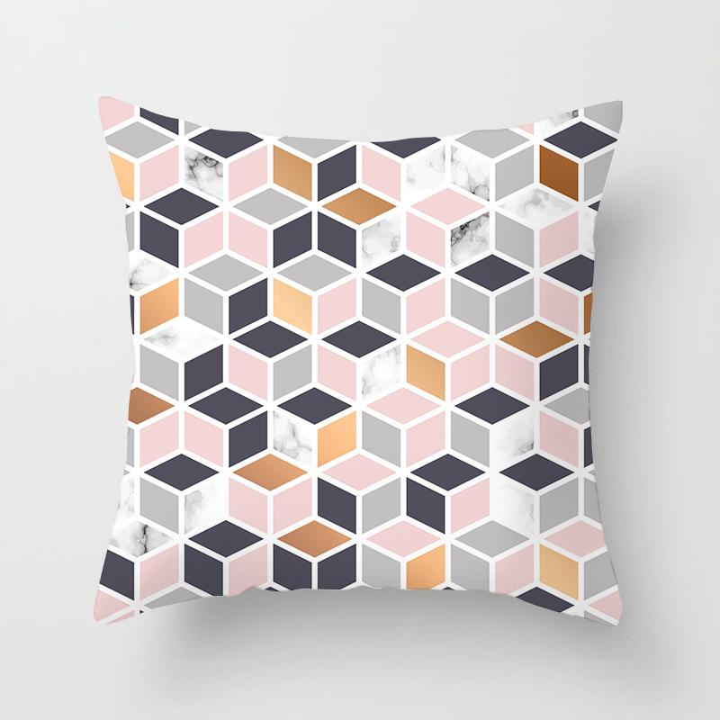 Ins Marble Geometric Print Square Pillow Cover Sofa Cushion Cover