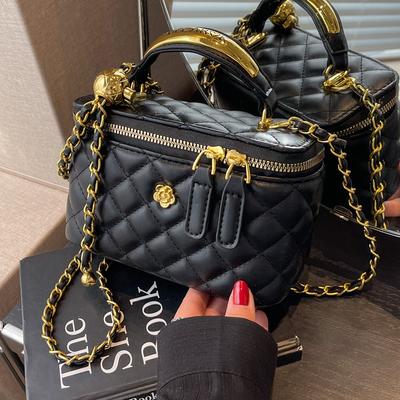 Premium Textur Ausländischer Stil Mini Damen Tasche Frühling und Sommer 2025 Neue Mode Diamantkette Schultertasche Handtrage Kleine Quadratische Tasche