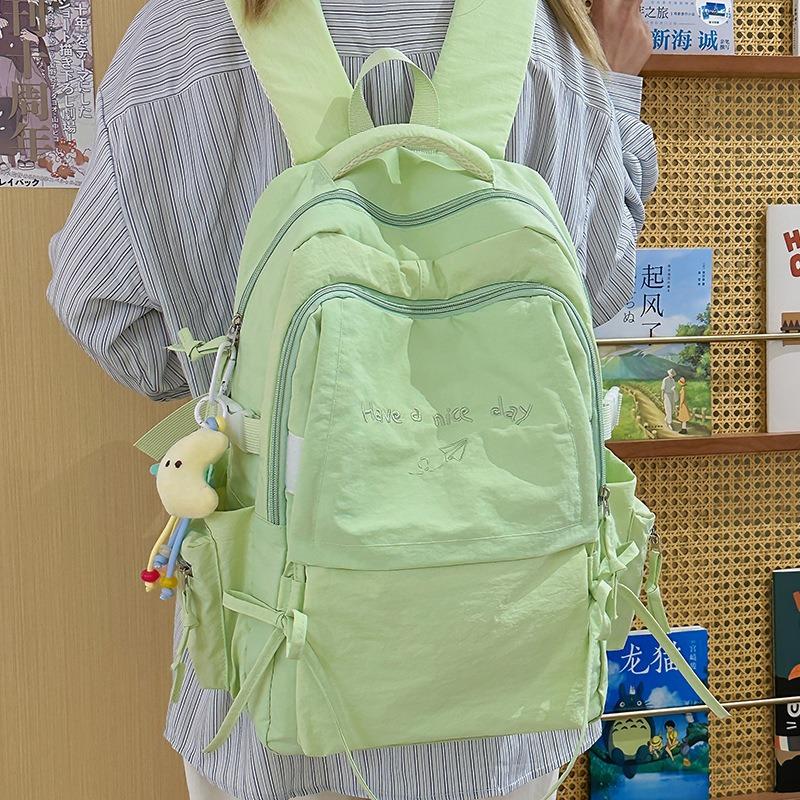 Japanese Style Light Solid Color Backpack Outdoor Travel Large Capacity Backpack Casual Versatile College Student Commuting Schoolbag