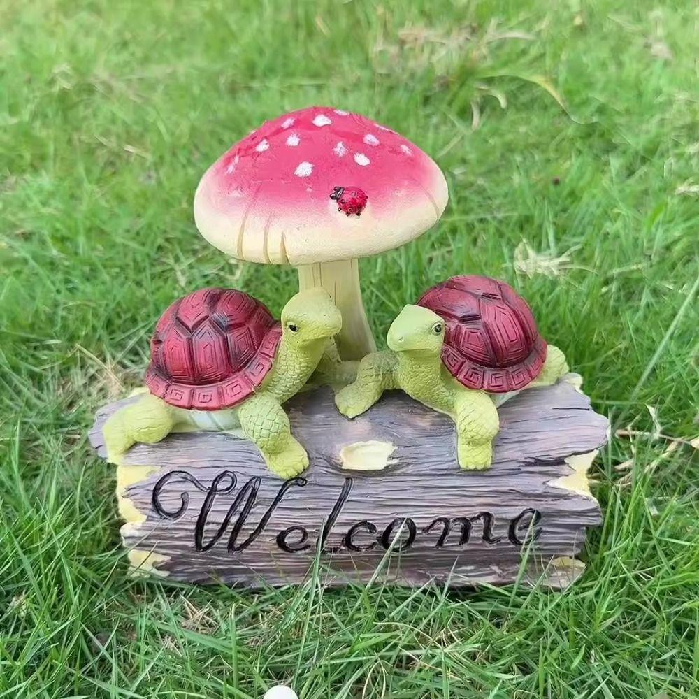 Resin Turtle Mushroom Statue Ornament Cute Cartoon Animal Statue Handicraft Creative Miniatures Figurine Sculpture Living Room