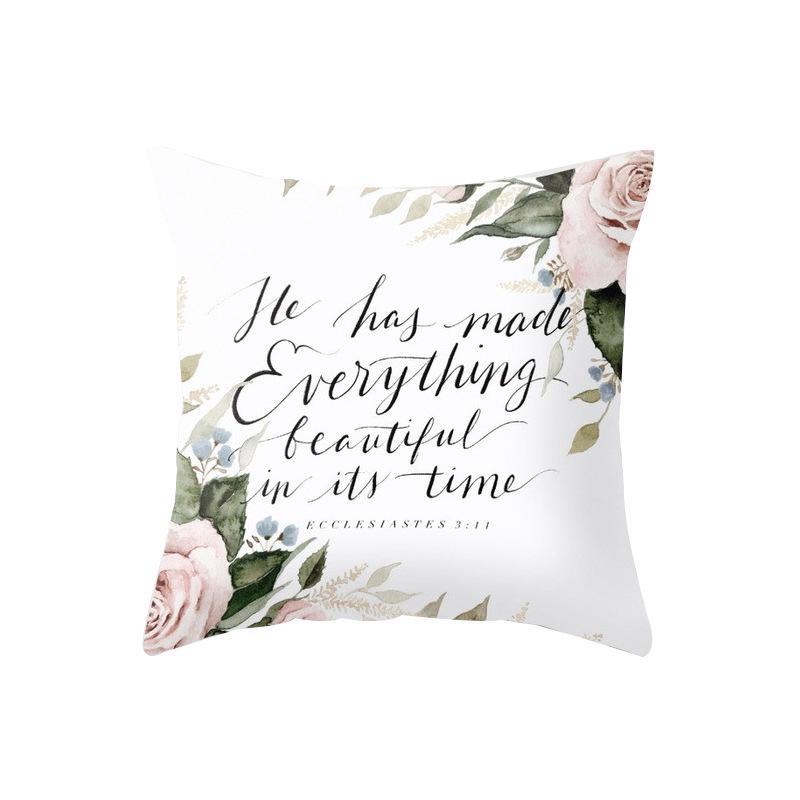 New Flower Plant Peach Velvet Pillow Case Sofa Pillow Car Cushion