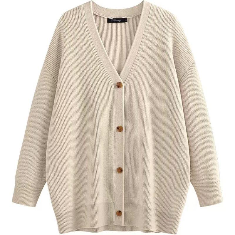 Hot Selling Women's Solid Color Single Breasted Loose Sweater Jacket Knitted Cardigan